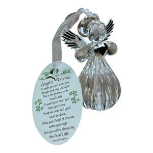 Angel’s Promise Crystal Silver Angel Ornament Gift New